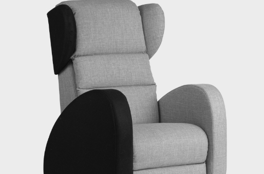 Care chair with removable washable cover partially unzipped